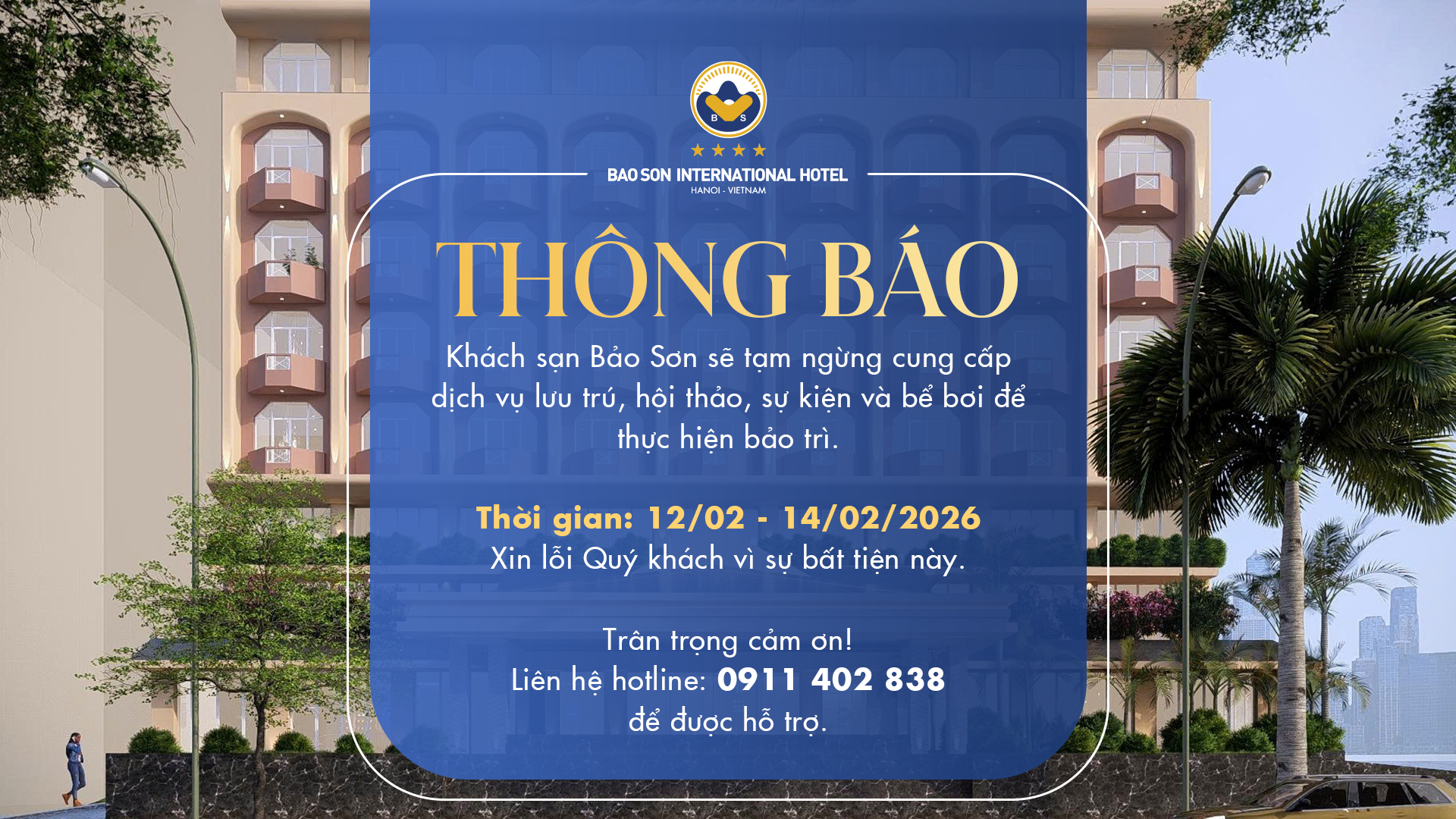 THÔNG BÁO DỪNG HOẠT ĐỘNG 3 NGÀY ĐỂ THỰC HIỆN BẢO TRÌ THEO KẾ HOẠCH.